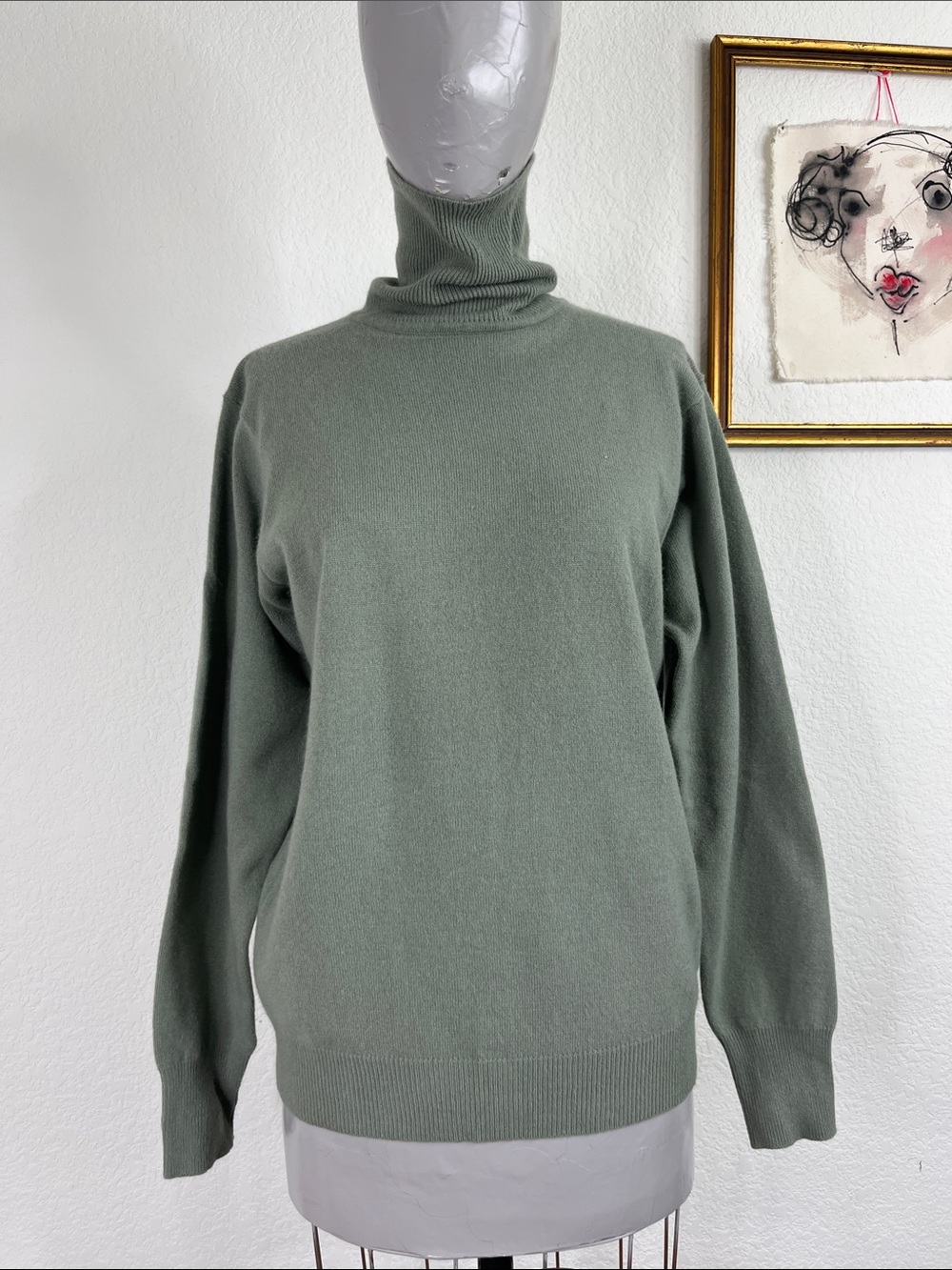 Ralph Lauren Blue Label VTG Sage Turtle Neck Cashmere Lambswool Sweater